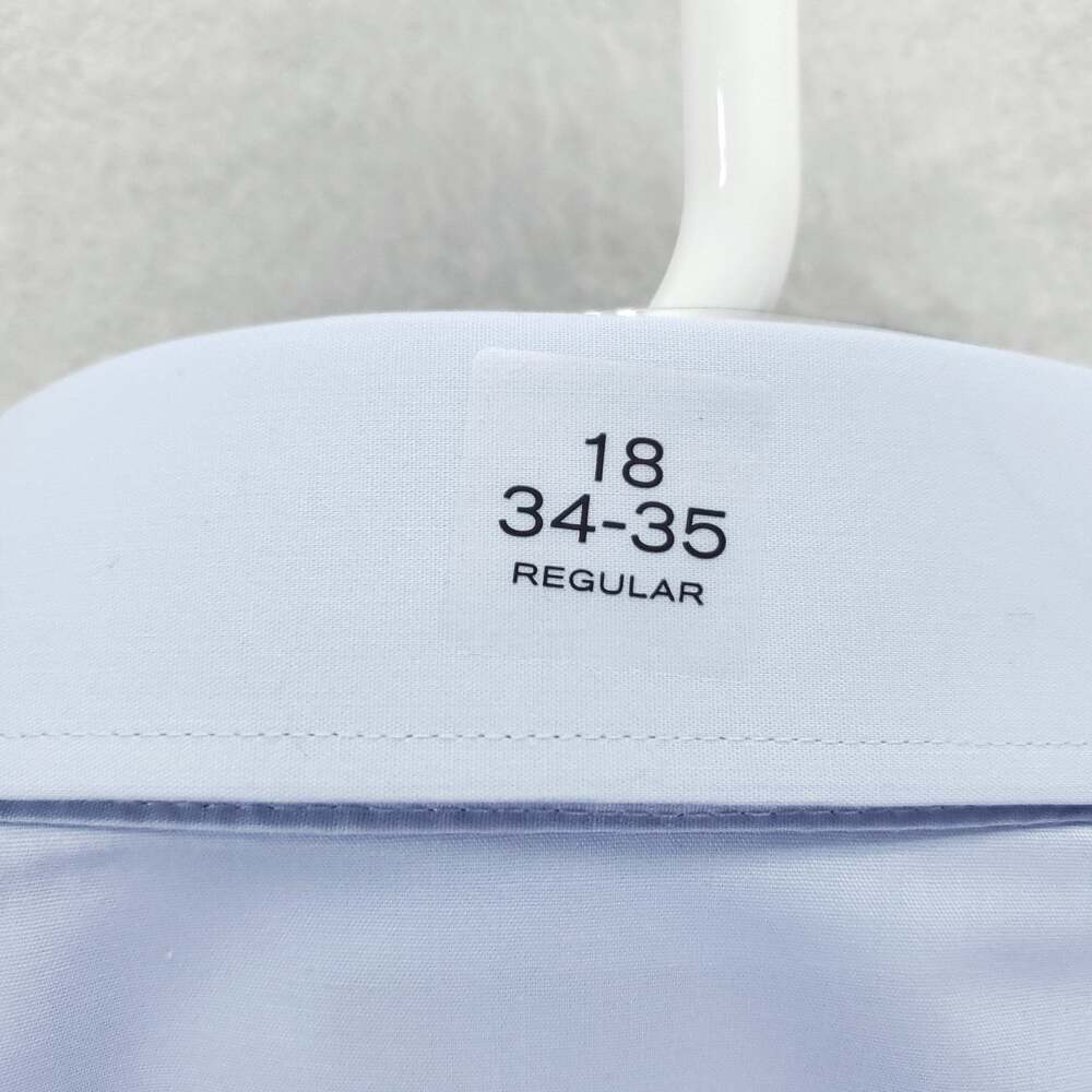 NEW Stafford Dress Shirt Mens 18 34/35 Blue Solid Stretch Non Iron Long Sleeve - Picture 14 of 16
